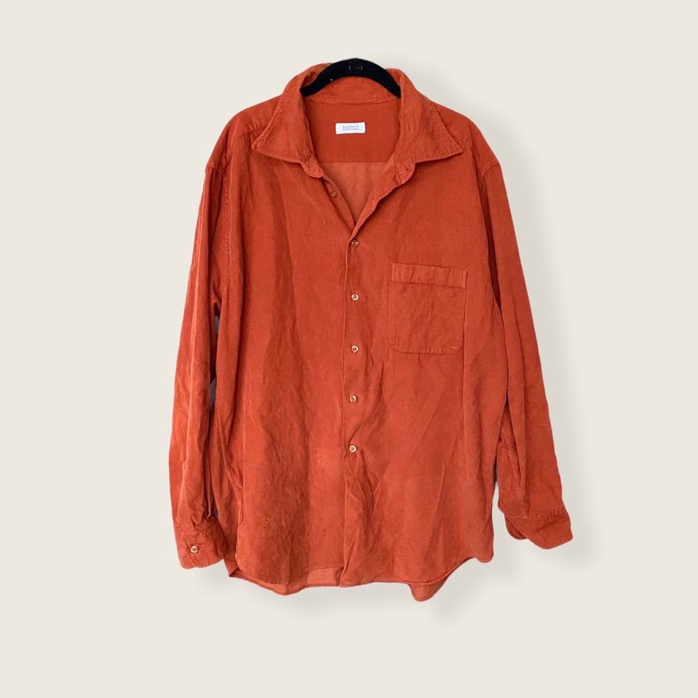 Luxury Orange Button Down Lightweight Corduroy Fl… - image 2